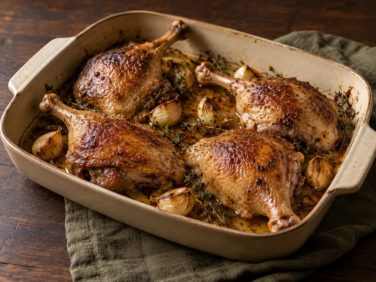Slow-roasted duck legs