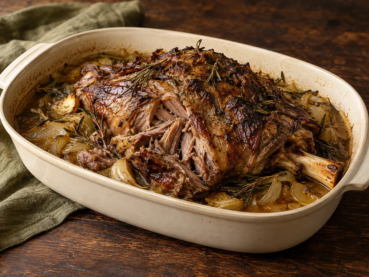 Slow-roasted lamb shoulder