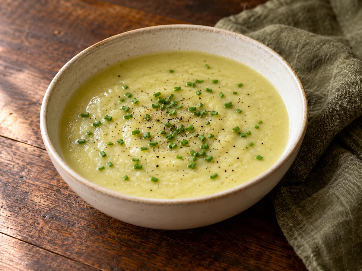 Leek and potato soup with chives
