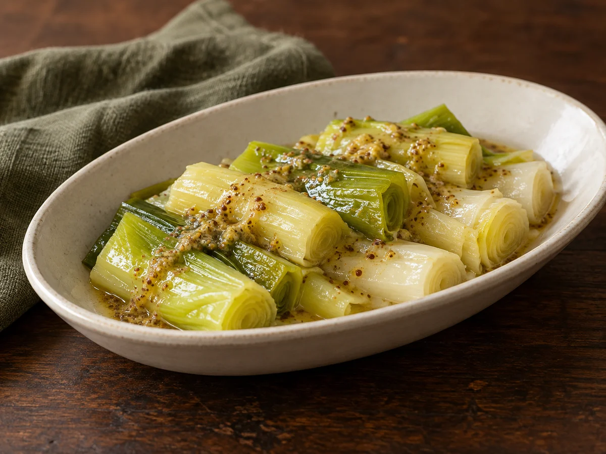 Leeks with mustard vinaigrette