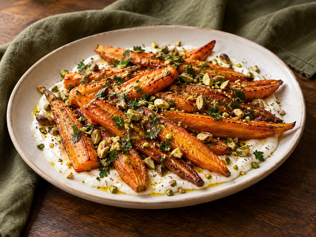 Roast carrots with yoghurt and herbs