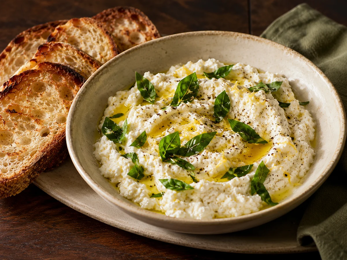 Whipped ricotta with lemon and herbs