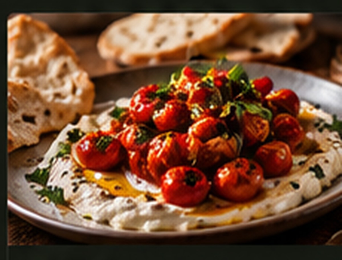 Whipped feta, roast tomatoes & warm flatbread